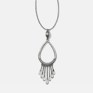 Brighton MARRAKESH OASIS Teardrop Dangle Silver Long Necklace